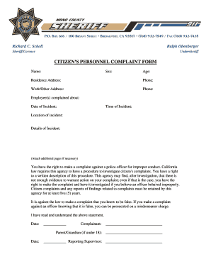Citizen's Personnel Complaint Form