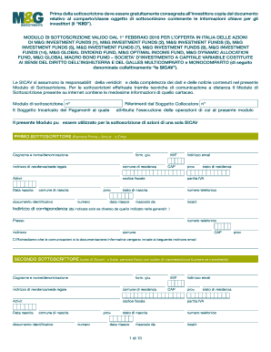 Modulo di sottoscrizione M&G Investment Funds