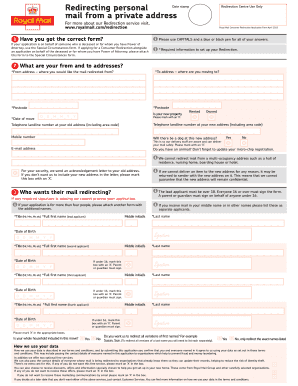 Royal Mail Consumer Redirection Application Form