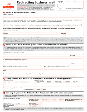 Royal Mail Business Redirection Application Form