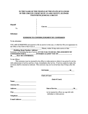 Summons to Confirm Judgment by Confession