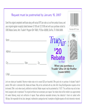 TrueAir Rebate Certificate