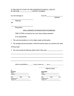 Final Judgment of Dissolution of Marriage