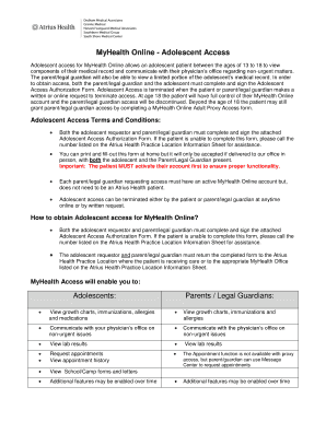Adolescent Access Authorization Form