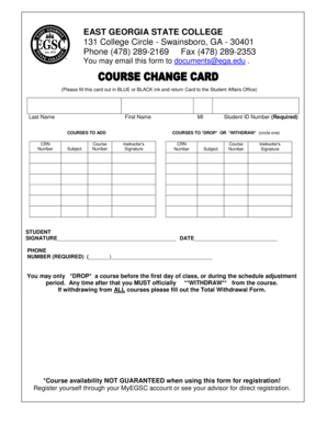 East Georgia State College Course Add Drop Form