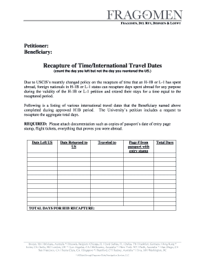 H-1B Recapture Time Form