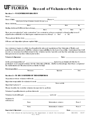 University of Florida Volunteer Service Agreement