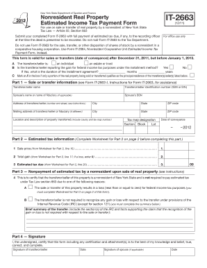 New York Nonresident Real Property Estimated Income Tax Form IT-2663