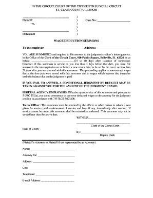 Wage Deduction Summons
