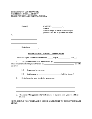 Mediation Settlement Agreement