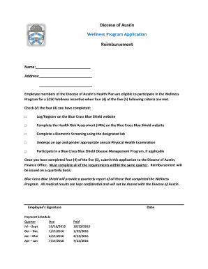 Diocese of Austin Wellness Program Application