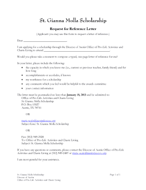 Request for Reference Letter - archive austindiocese