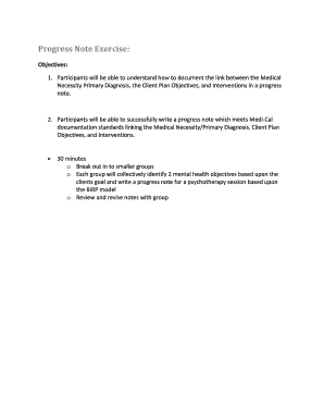 Progress Note Exercise for Mental Health Documentation