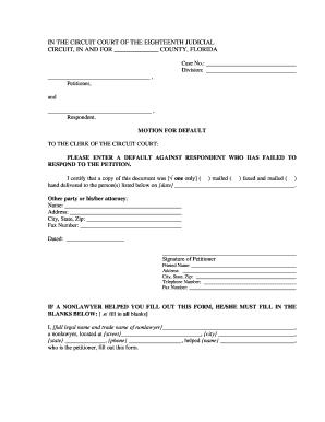Motion for Default