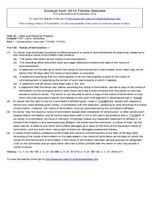 Florida Notice of Termination of Notice of Commencement