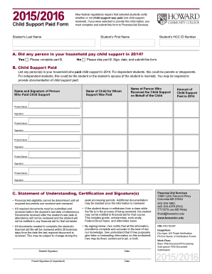 Child Support Paid Form