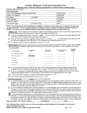 Florida Uniform Mitigation Verification Inspection Form