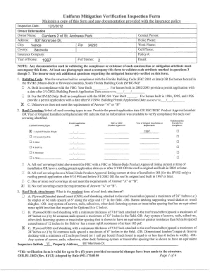 Florida Uniform Mitigation Verification Inspection Form