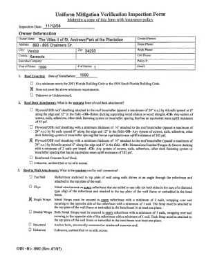 Florida Uniform Mitigation Verification Inspection Form