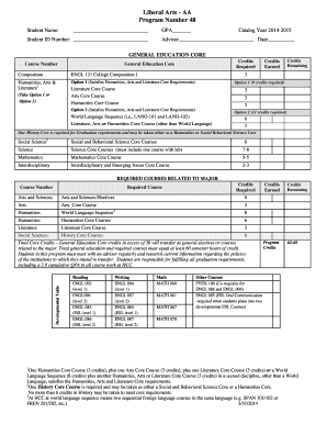 Liberal Arts AA Program Form