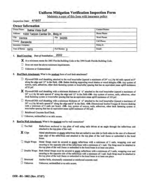 Florida Mitigation Verification Inspection Form
