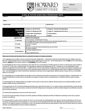 GI Bill Tuition Assistance Promissory Note