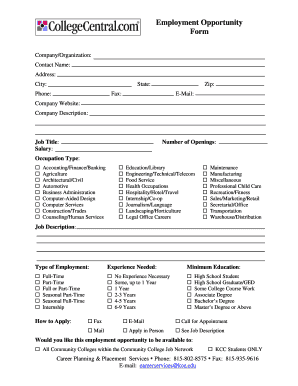 Employment Opportunity Form