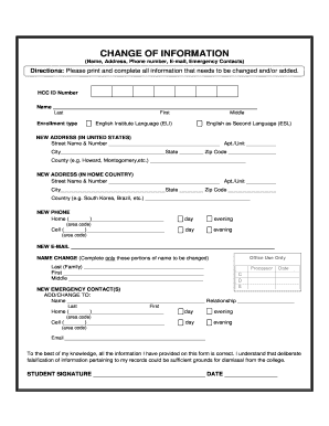 Change of Information Form