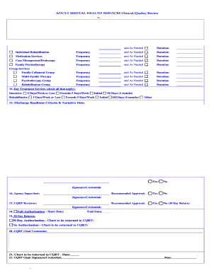Adult Mental Health Services Clinical Review Form