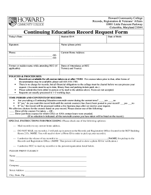 Continuing Education Record Request Form