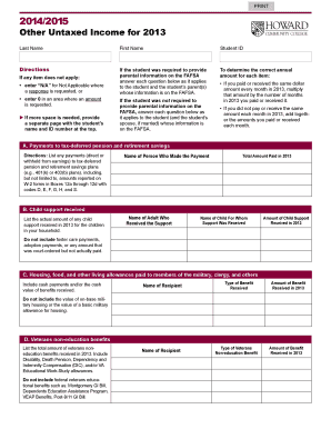 2014-2015 Other Untaxed Income Form