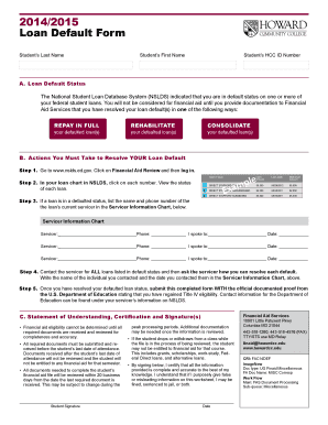 Loan Default Resolution Form