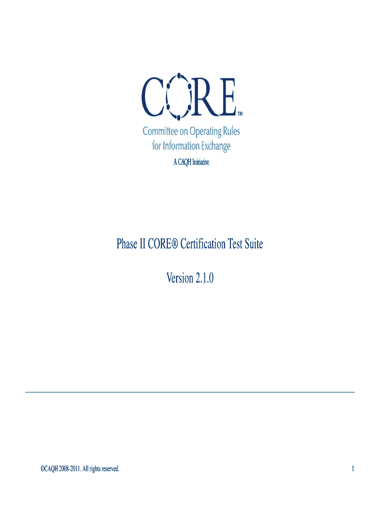 Fillable Online Phase II CORE Certification Test Suite Fax Email Print