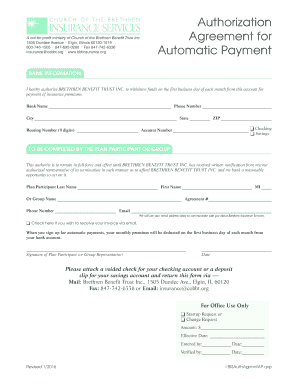 Automatic Payment Authorization Agreement