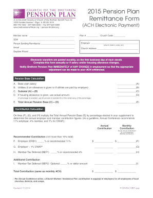 2015 Pension Plan Remittance Form