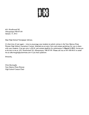 Newspaper advisor letter 2012qxp