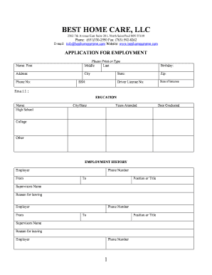 Employment Application Form