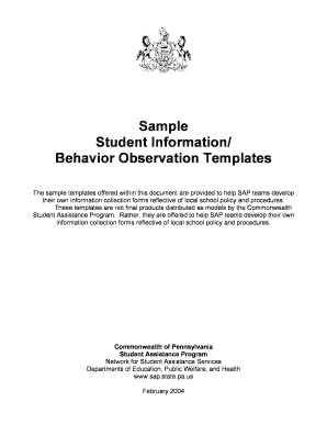 Student Information/Behavior Observation Form
