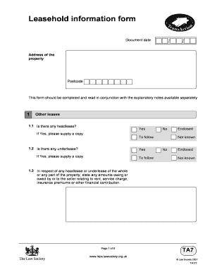 UK Leasehold Information Form