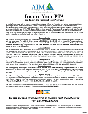 PTA Insurance Application Form