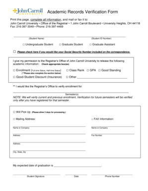 Academic Records Verification Form