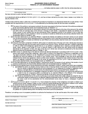 Georgia Abandoned Vehicle Affidavit