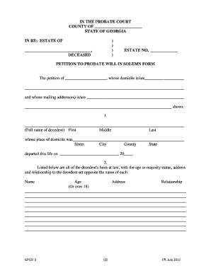 Petition to Probate Will in Solemn Form
