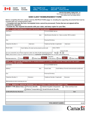 Non-Insured Health Benefits Reimbursement Form