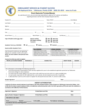State Employee Tuition Waiver Form