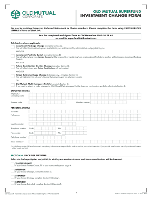 Old Mutual SuperFund Investment Change Form