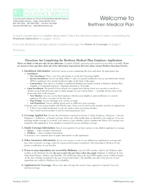 Brethren Medical Plan Employee Application