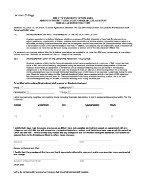 CUNY Adjunct and Graduate Assistant Workload Reporting Form