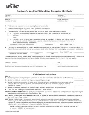 Maryland Withholding Exemption Certificate