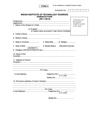 IIT Roorkee Admission Form